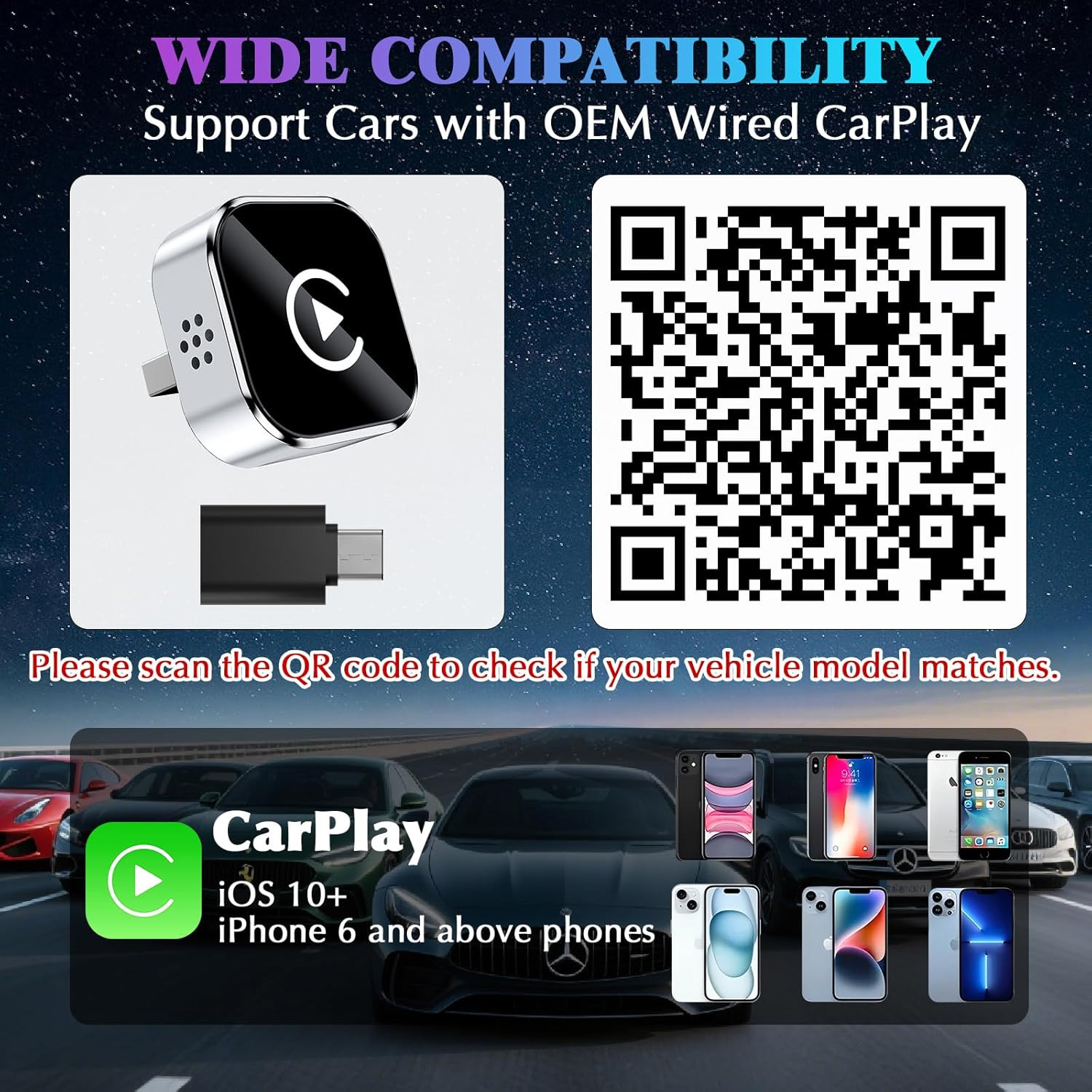 2026 Wireless CarPlay Adapter Upgrade Wired CarPlay to Wireless, Mini USB Design