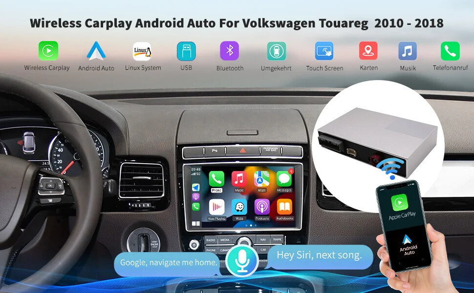 Wireless Carplay Android Auto for Volkswagen Touareg RNS850 AirPlay Module