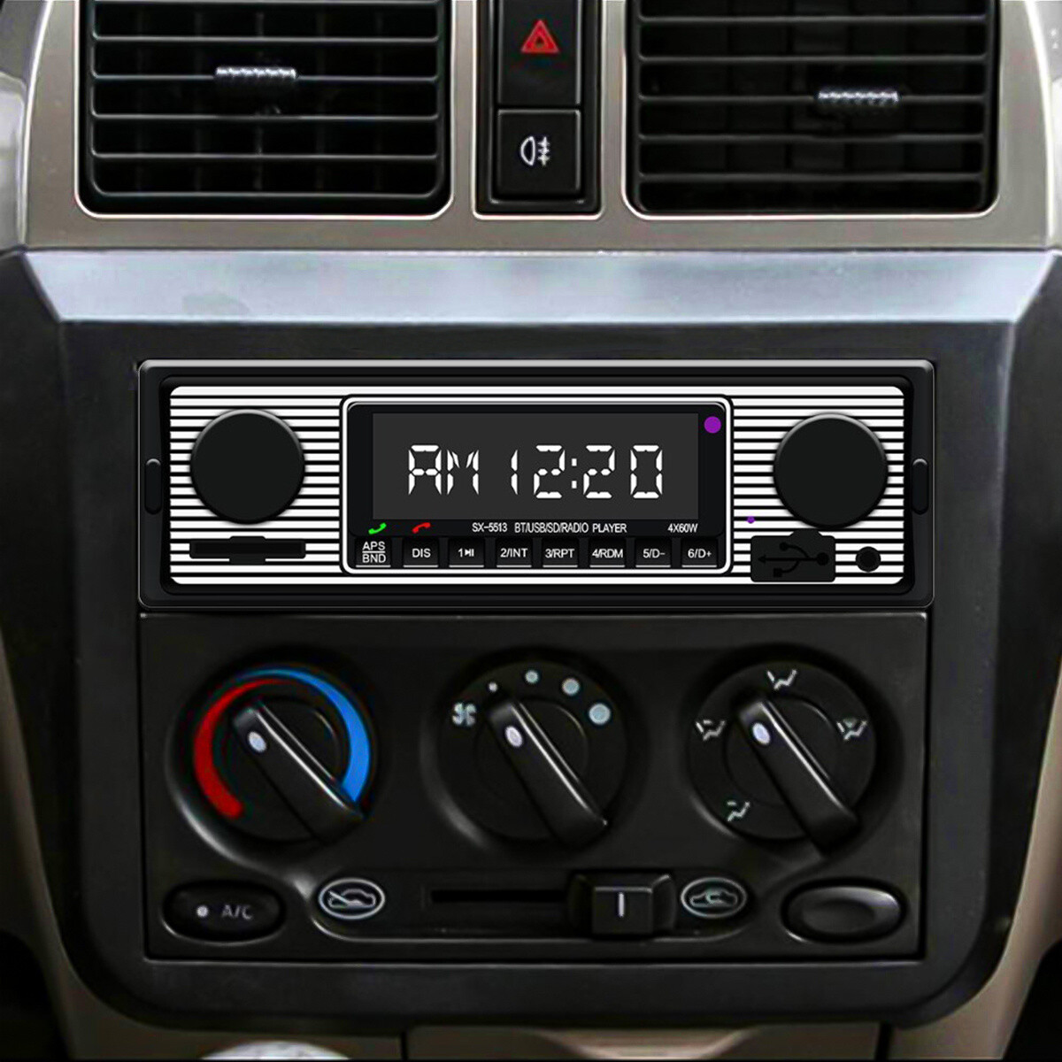 Bluetooth Vintage Car FM Radio MP3 Player USB Classic Stereo Audio Receiver AUX
