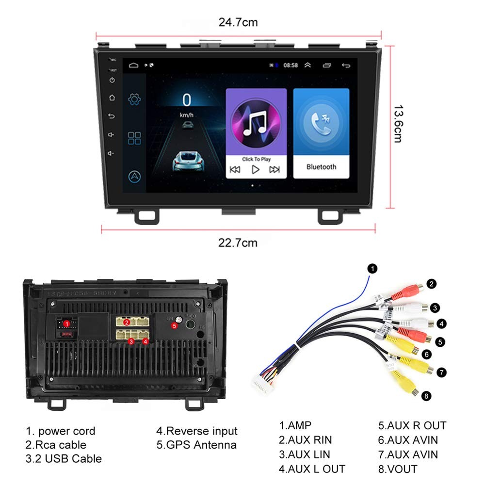 For 2007-2011 Honda CRV 6+128GB Android 13 Car Stereo Radio Apple Carplay Auto