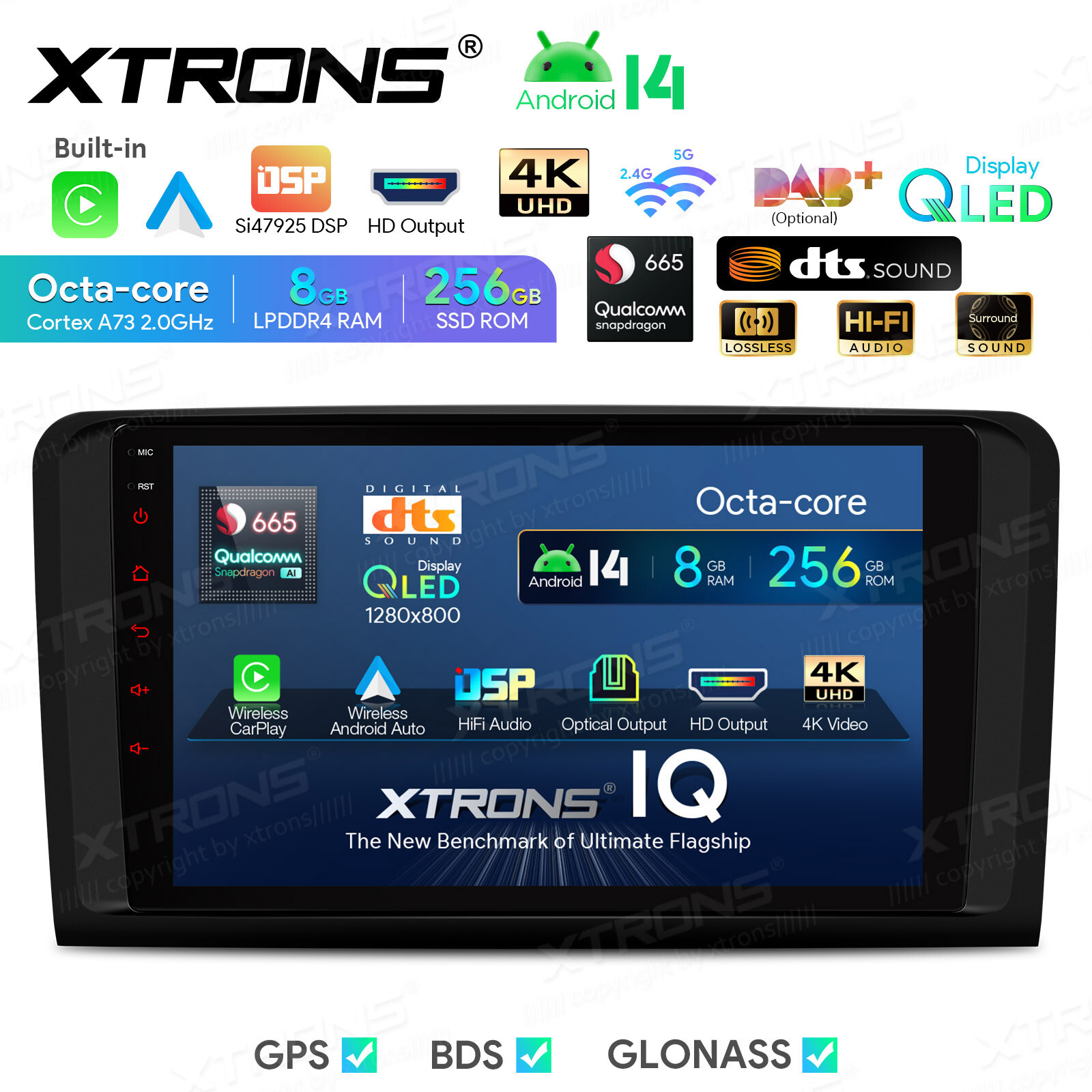 9″ Android 14 8Core 8+256G Car Play GPS Radio Stereo For Benz ML-Class W164 X164