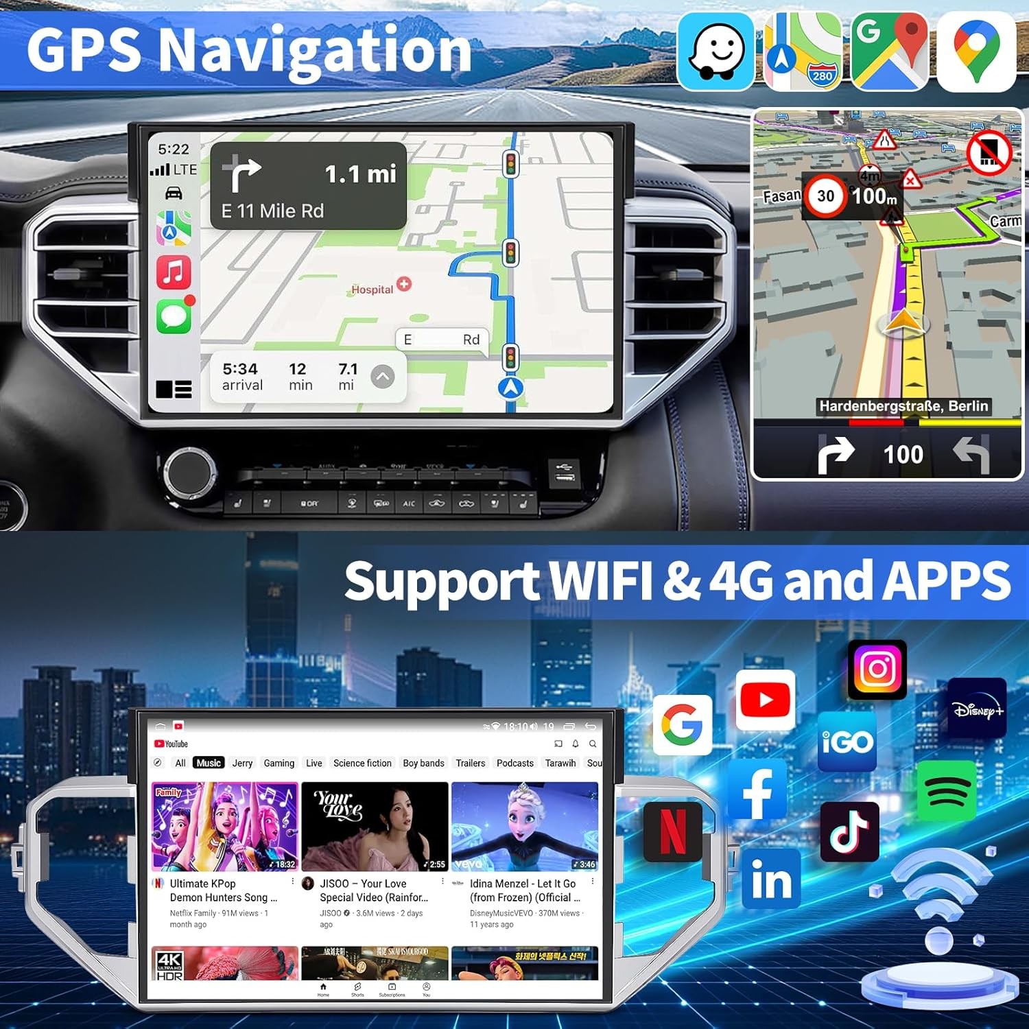 14.6” Large Screen Car Radio Stereo GPS Carplay For Toyota Tundra 2019~2024