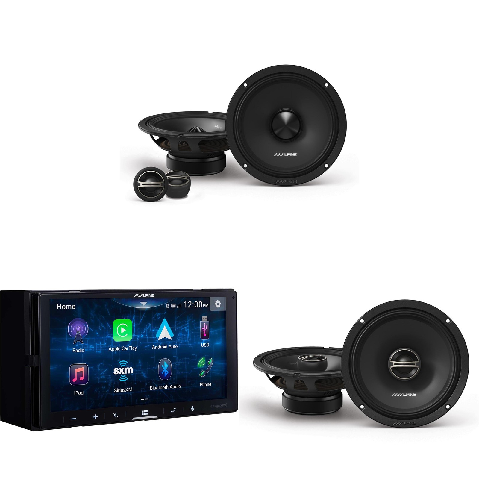 Alpine iLX-W670 Digital Multimedia Receiver w/ DM-65C-G 6.5″ Component 2-Way …