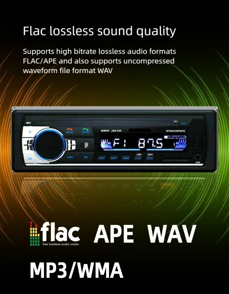 One Din MP3 Player Car Radio Stereo Audio in-Dash FM Aux Receiver USB Bluetooth