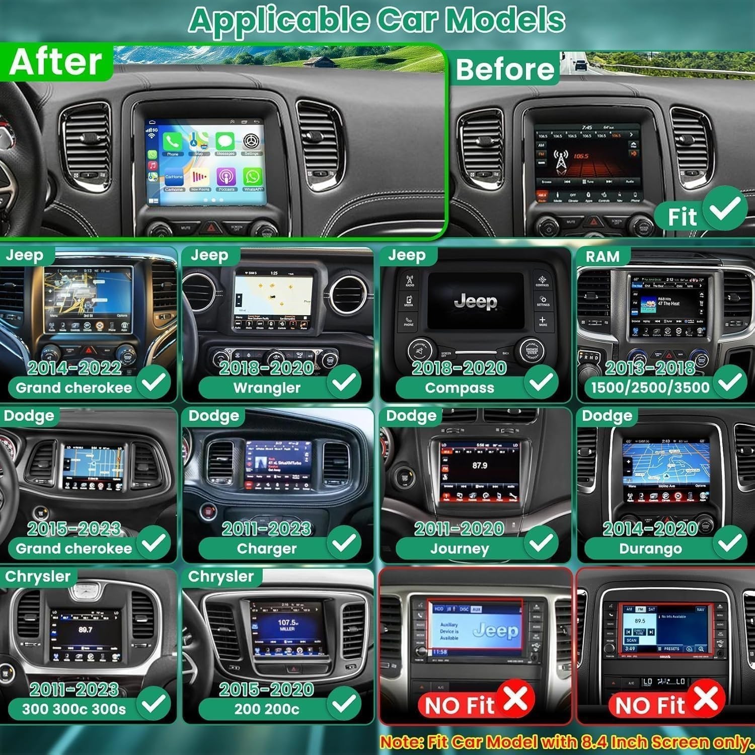 4G+64G Car Radio for Jeep Grand Cherokee 2014-2021, for Dodge Charger Challen…
