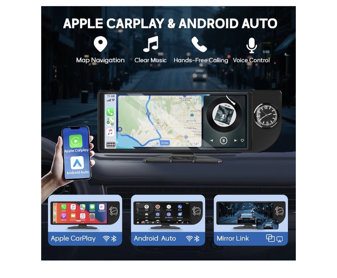 MINQO 10.26” Car Mp5 Player Touchscreen Wireless CarPlay Android Auto DVR