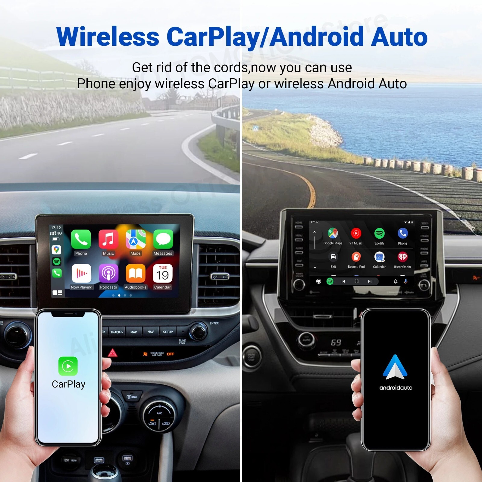 Mini Wireless Carplay / Android Auto Adapter USB Plug & Play, Music & Phone Call