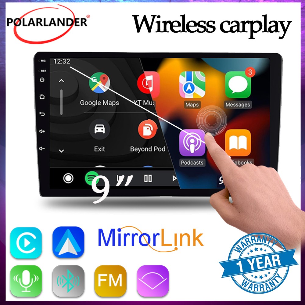 HD Touchscreen 2+32G Car Radio Double Din 9″ Wireless CarPlay Android Auto GPS