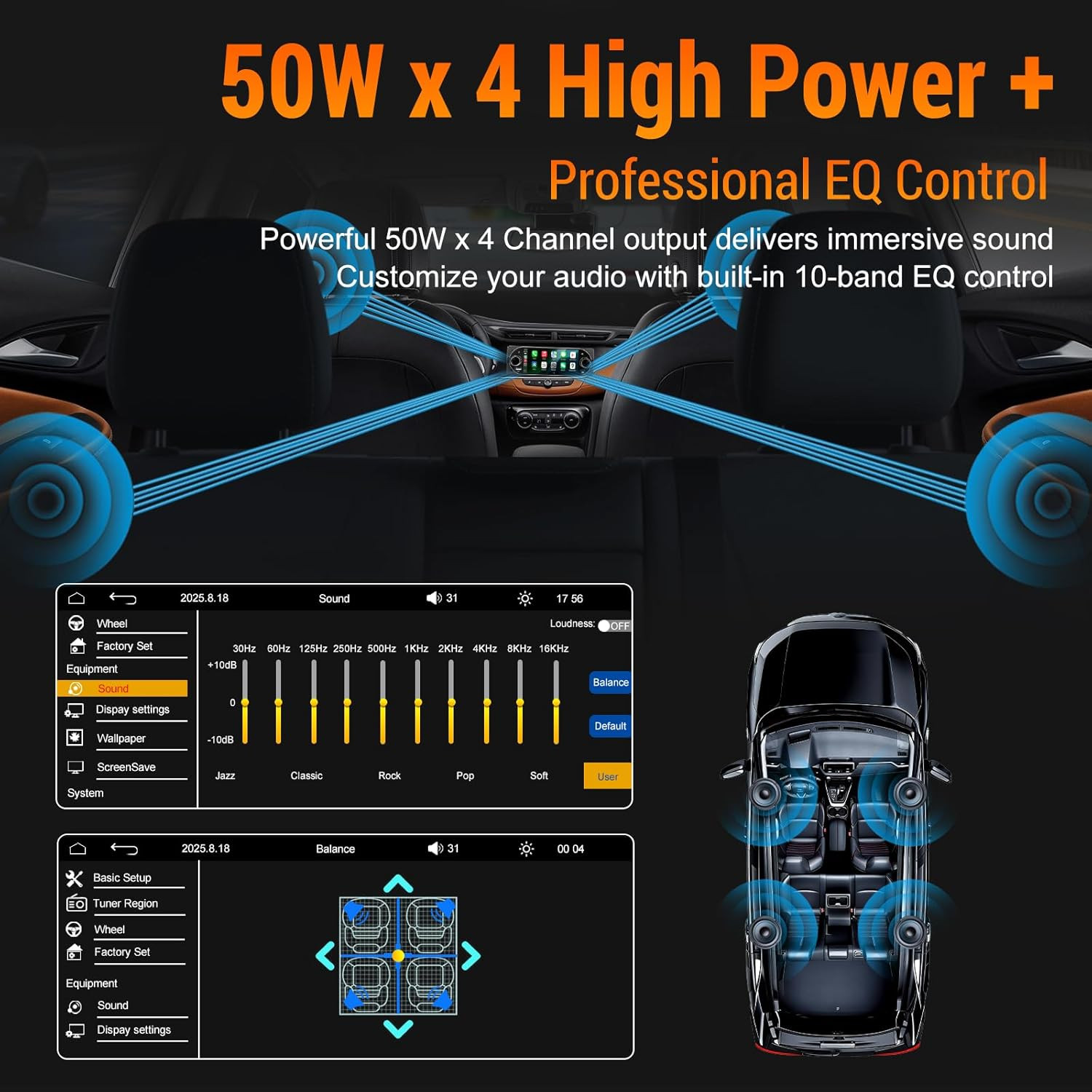Single Din Car Radio with Apple Carplay, Backup Camera，External Mic,Single Din T