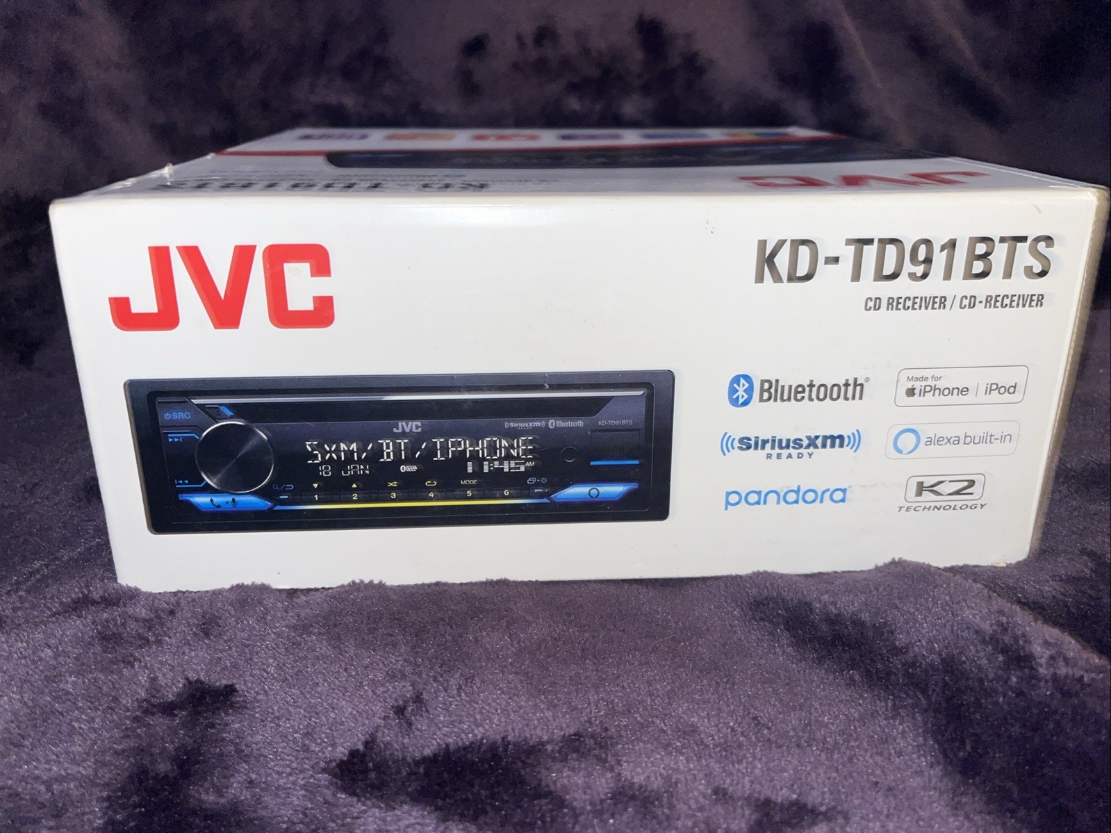 JVC KD-TD91BTS Bluetooth CD Player Android iPhone Alexa Pandora XM USB Aux AM FM