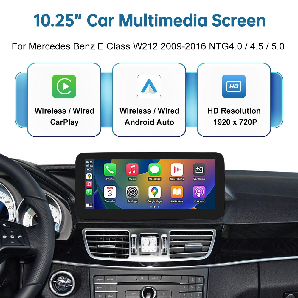 10.25′ Wireless CarPlay Touch Screen Stereo For Benz E W212 NTG4.0 Android Auto