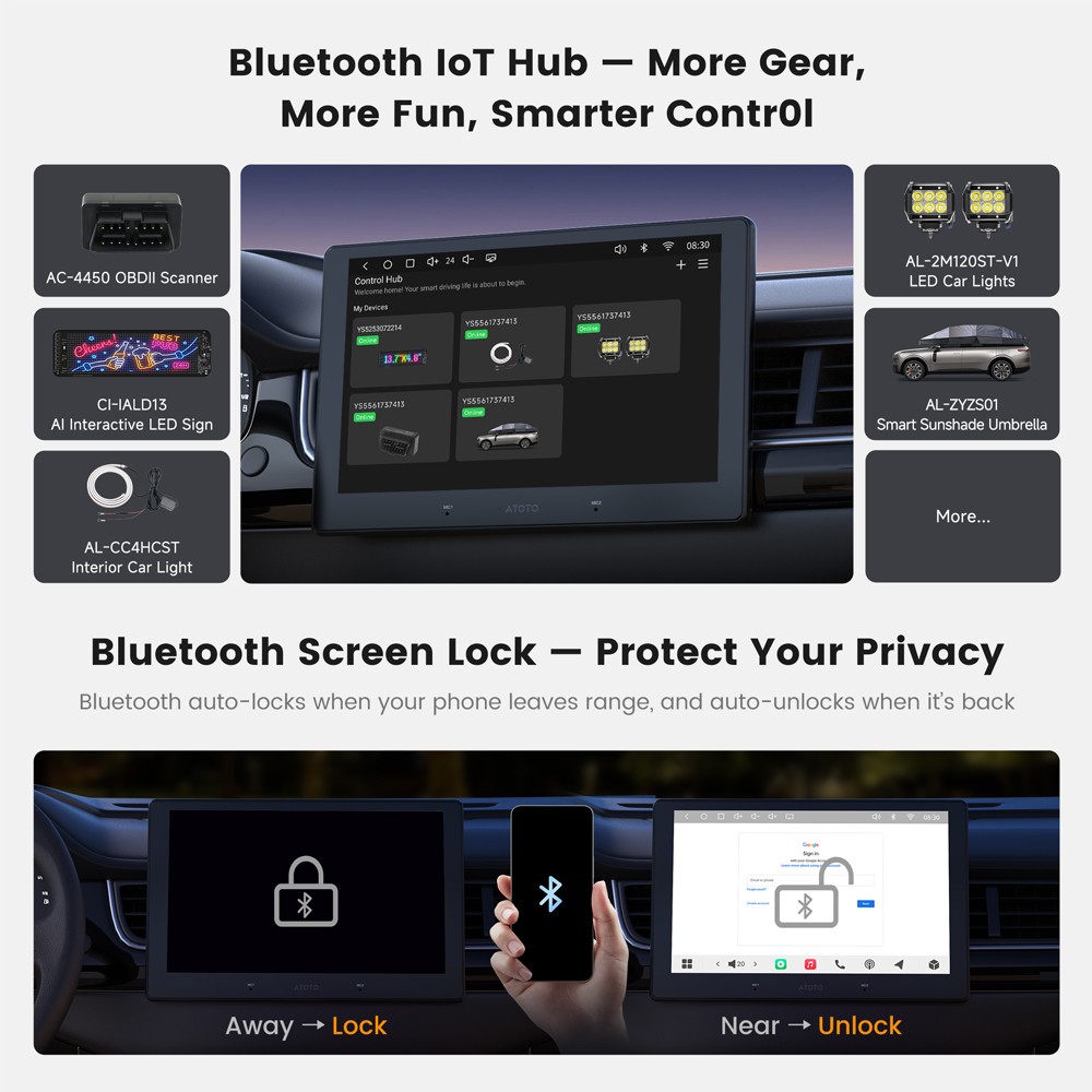 2026 ATOTO A7 Android 13 4GB+64GB Car Stereo Built-in AI Voice Radio 4G LET SWC