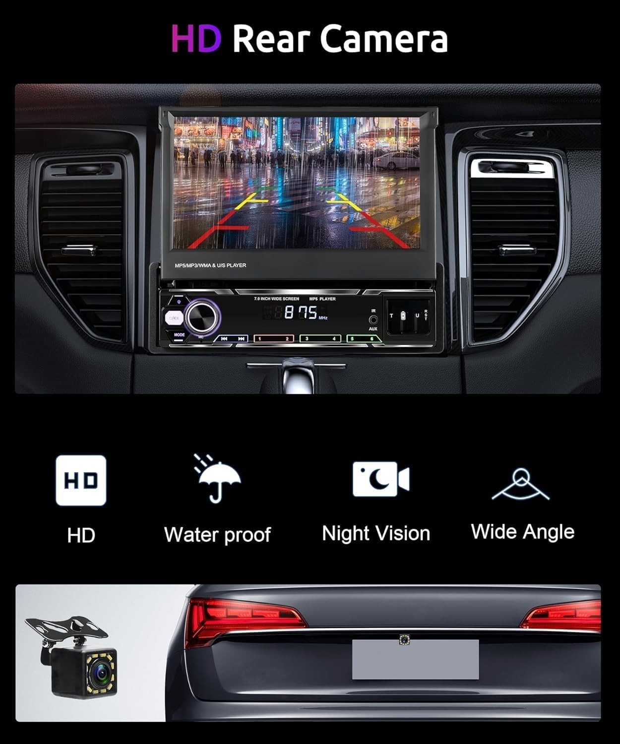 Wireless Carplay Android Auto 7 Inch Single Din Touchscreen Car Stereo Blueto…