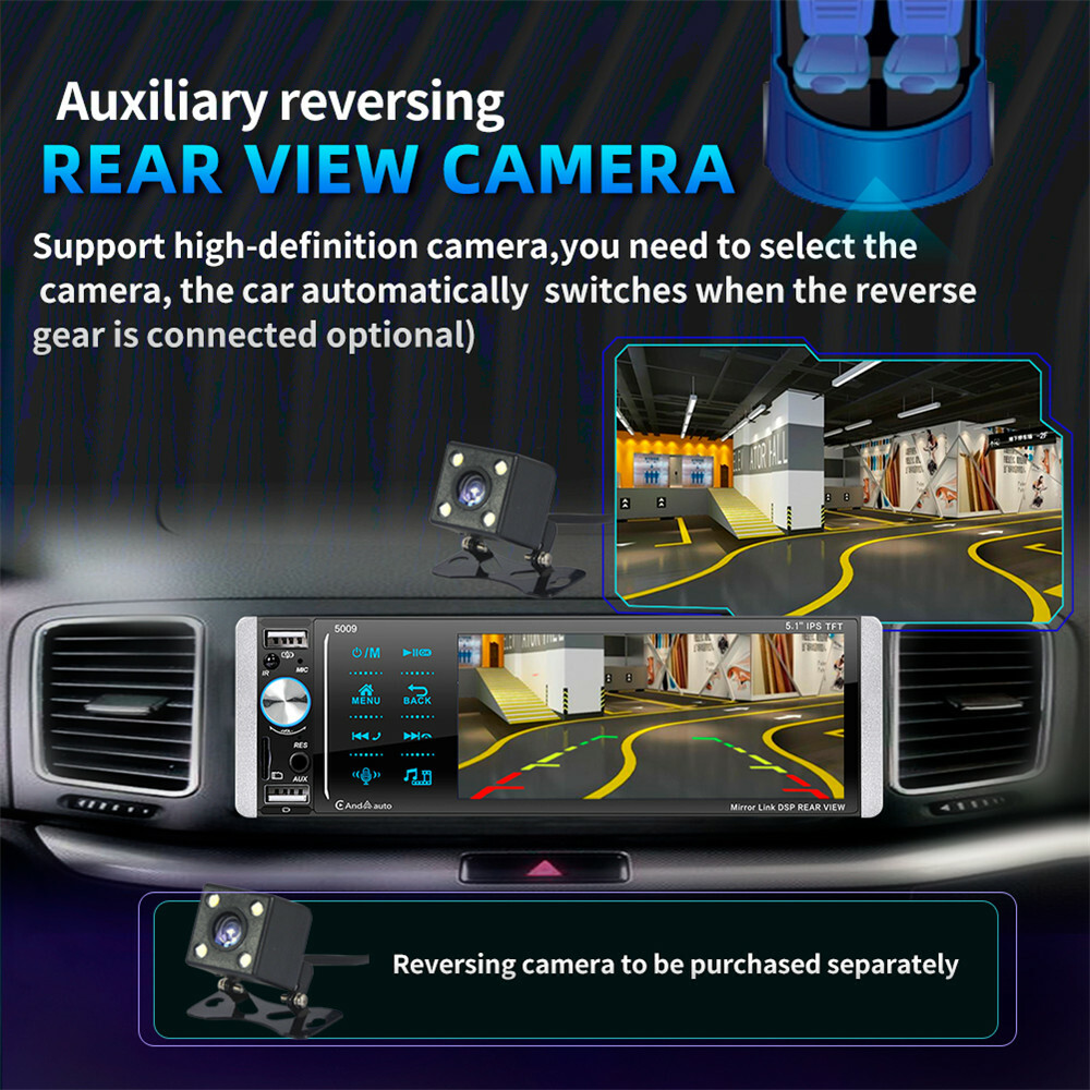 Single Din Radio Car Stereo Touch Screen MP5 Player Carplay Bluetooth FM Aux USB