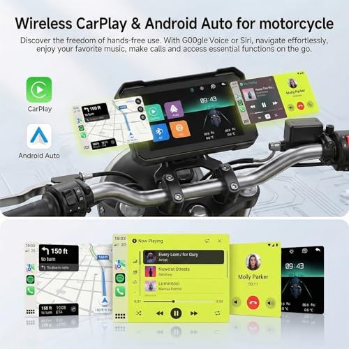 5 Inch Portable Wireless CarPlay & Android Auto Motorcycle Screen IP68