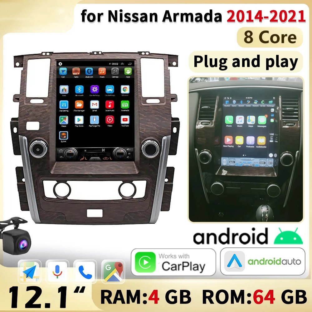 Car Radio For Nissan Armada 2014-2021 Tesla Style Android CarPlay 6+64GB