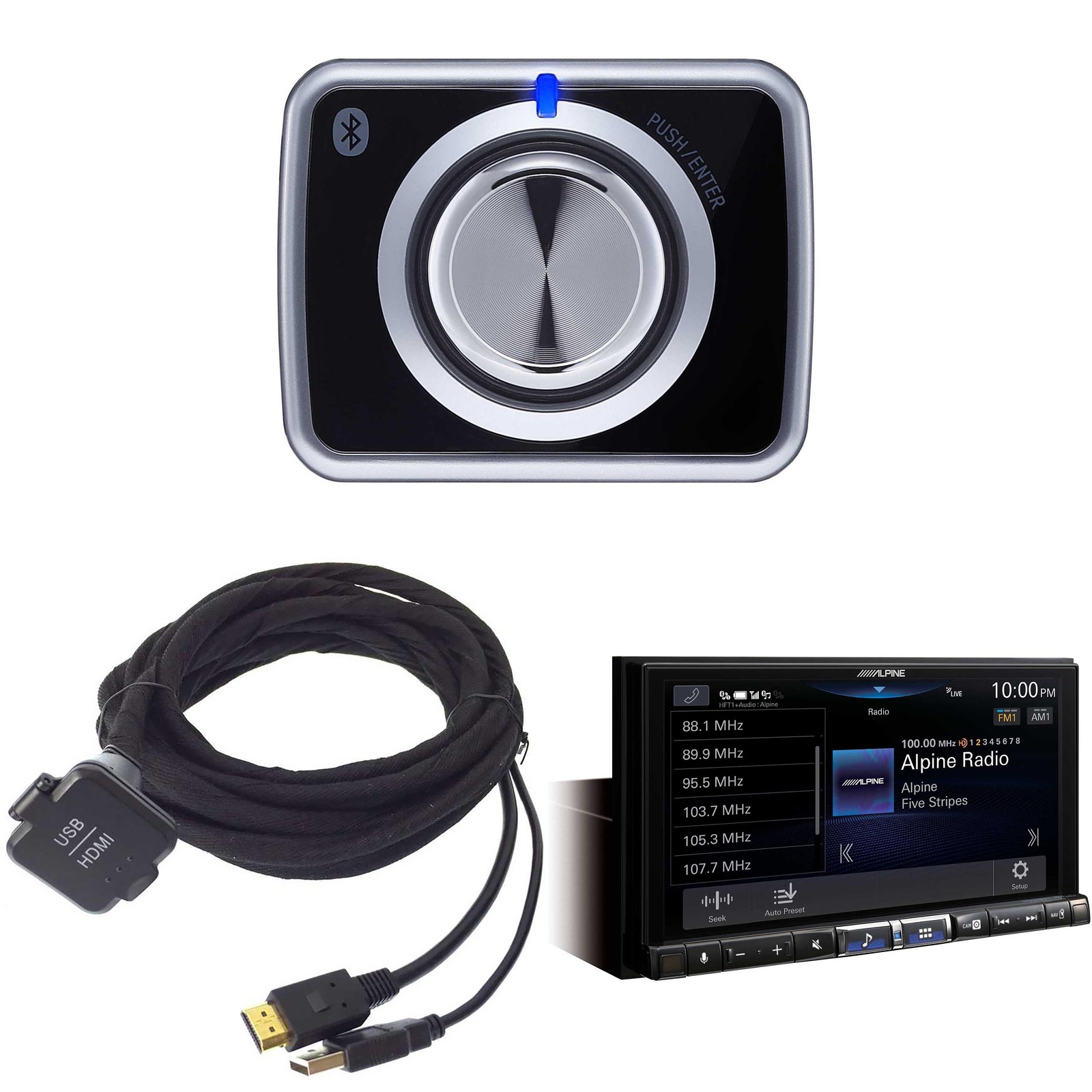 Alpine iLX-507, KCU-315UH USB / HDMI Extension Cable With RUX-H02 Halo Wirele…