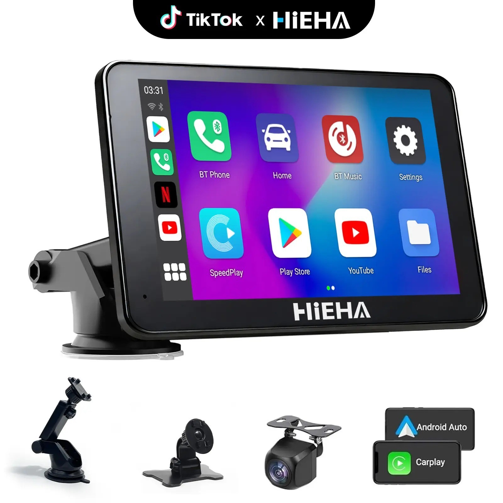 HIEHA PORTABLE WIRELESS CAR STEREO 7″ TOUCHSCREEN MULTIMEDIA PLAYER NEW IN BOX