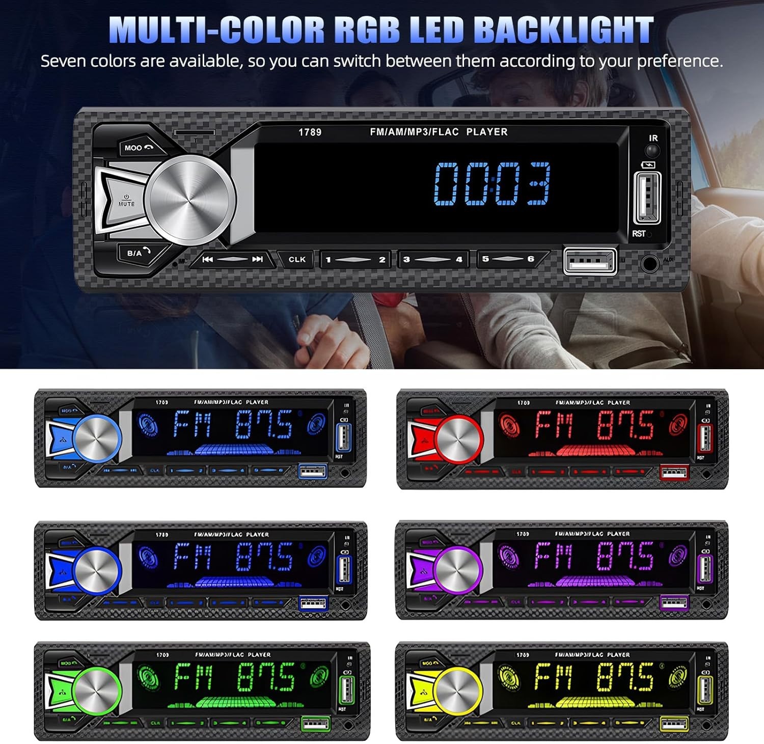 Single DIN Bluetooth Car Stereo with LCD Display & Quick Charge – MP3 Player
