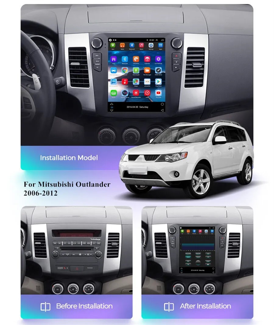 For 2006-2012 Mitsubishi Outlander Android 13 Apple CarPlay Car Stereo Radio GPS