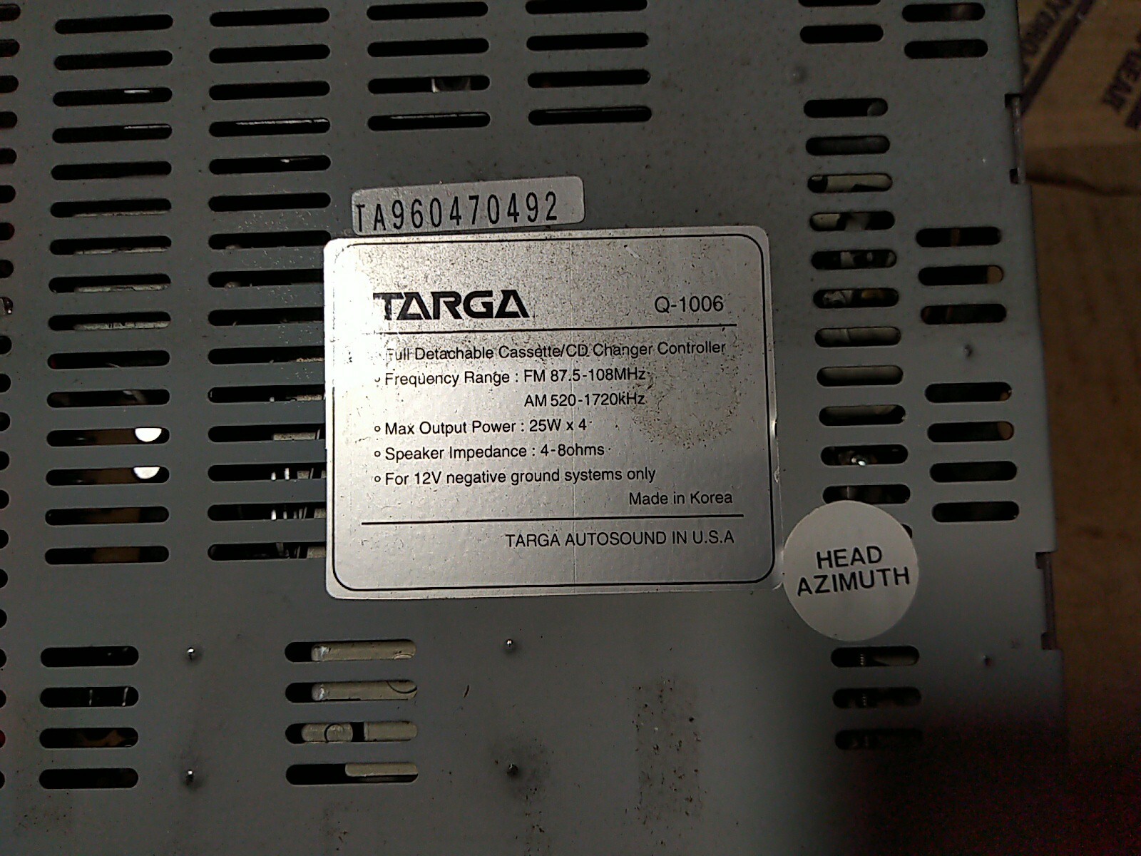 TARGA Q-1001 Car Stereo Cassette 25w x 4, CD Changer Controller