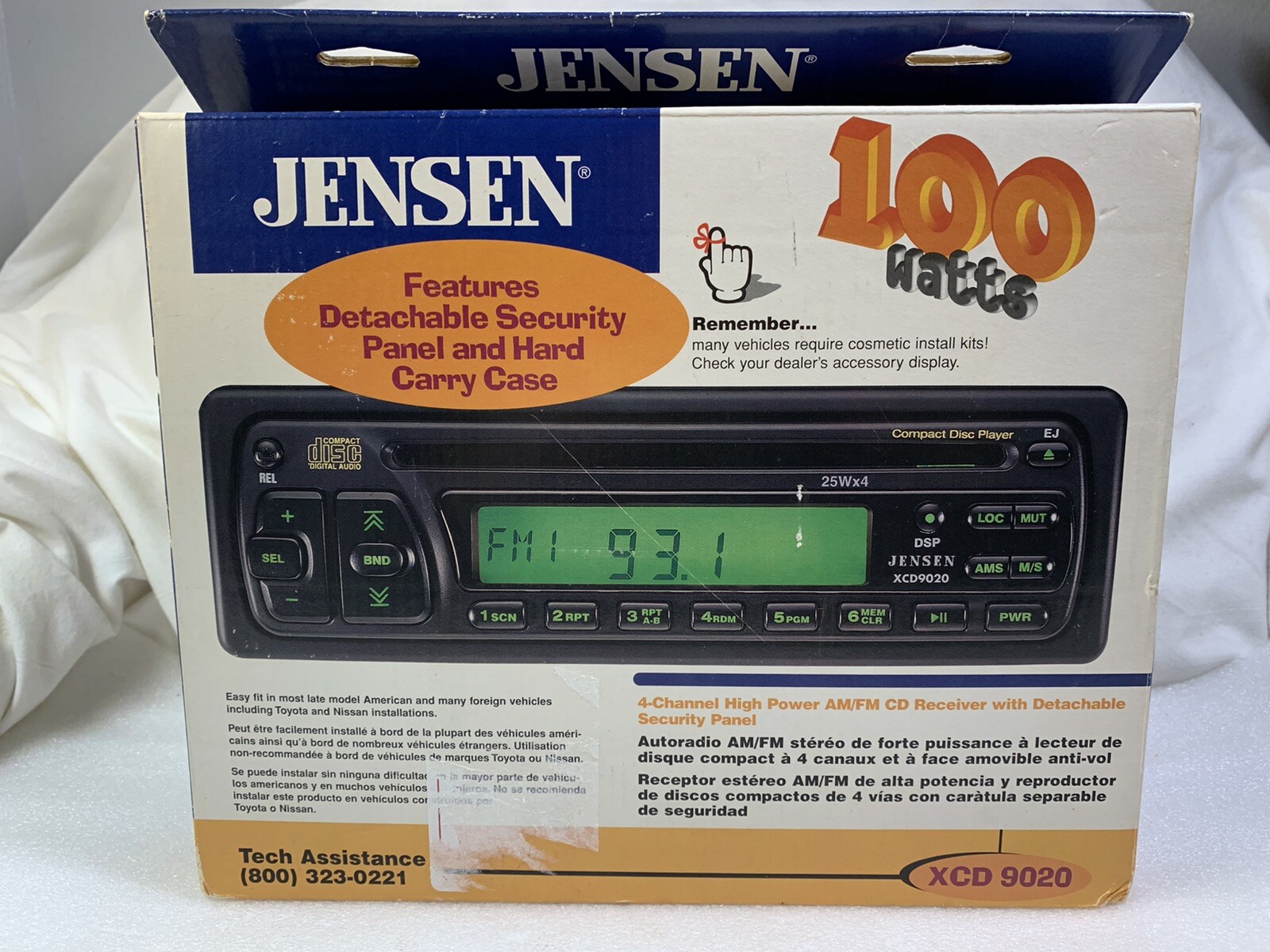 Jensen XCD 9020 Car AM/FM CD RECEIVER with Detachable Face Plate- New in Box