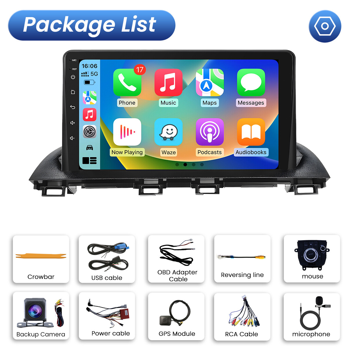 For Mazda 3 2014-2018 Android 12 Car Stereo Radio GPS Navi WIFI BT FM RDS 2+32GB