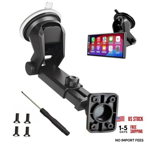 Carplay Screen Mount with Scrwes, Flexible Suction Cup Bracket for 7″/ 9″/