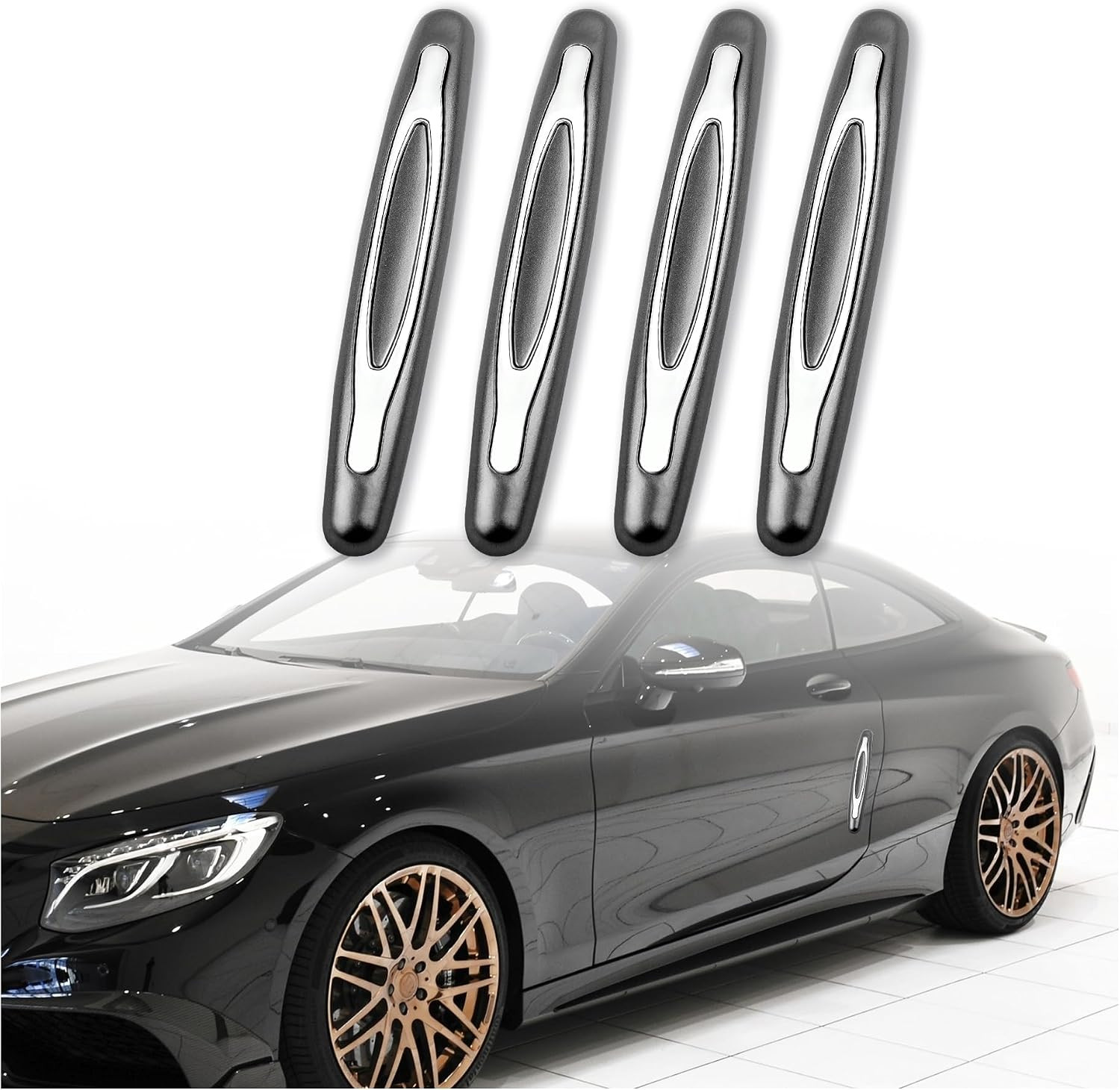4PCS Car Door Edge Guards Anti Scratch Protector Trim Self Adhesive Gray