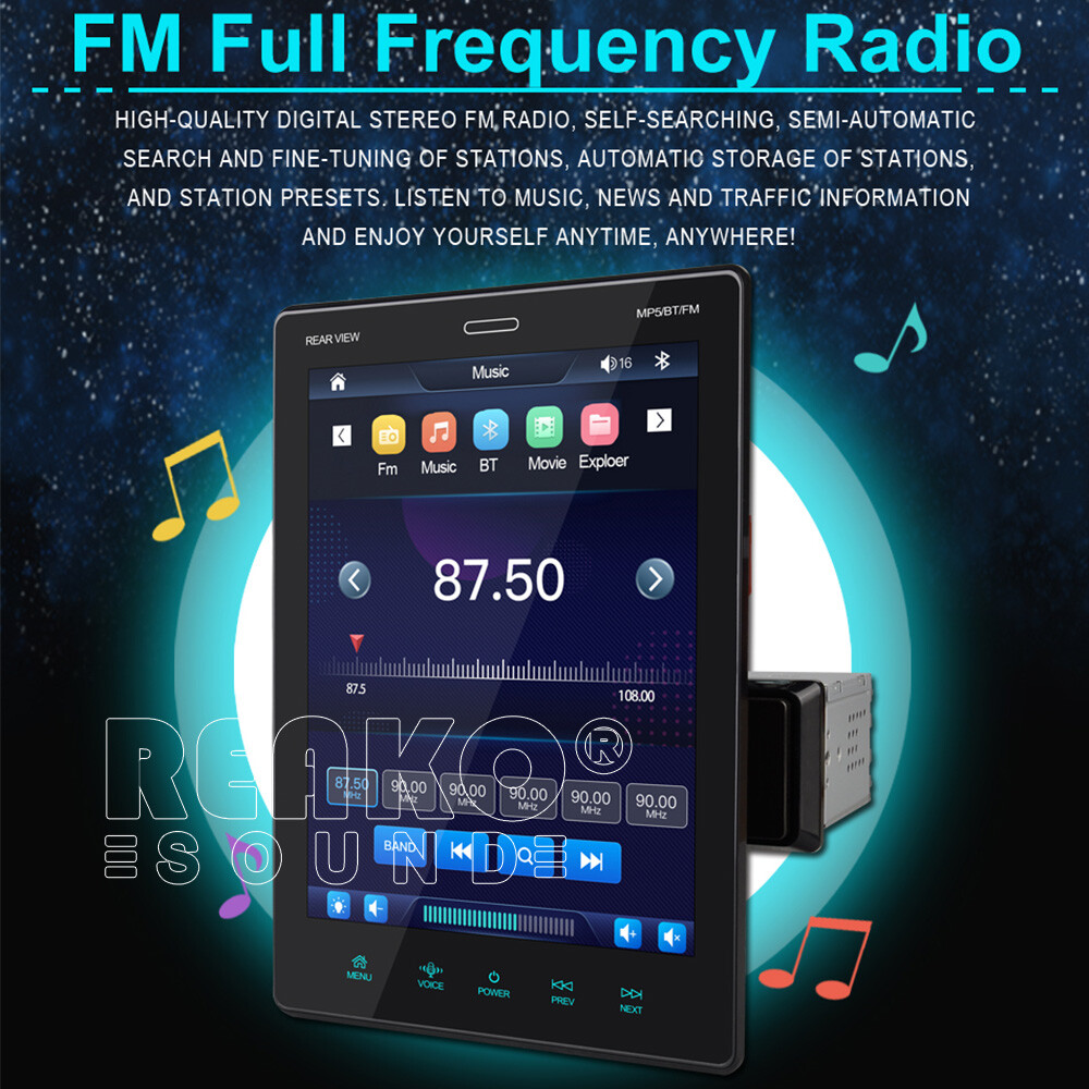 Single 1 Din Apple/Android Carplay Car Stereo Radio Bluetooth 9.5″ Touch +Camera