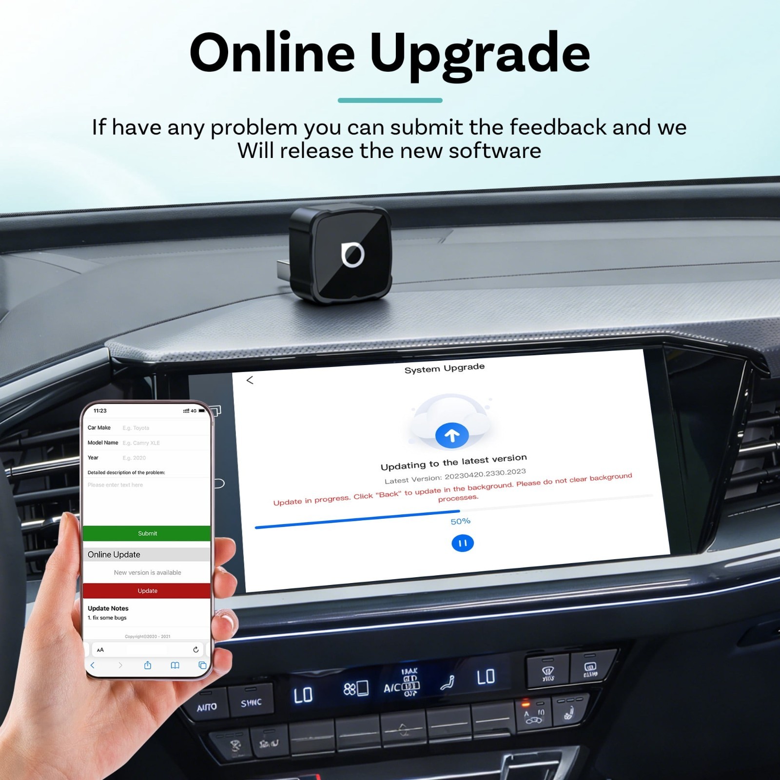 3in1 Ottocast Wireless Android Auto/CarPlay Adapter For Wired CarPlay +Airplay