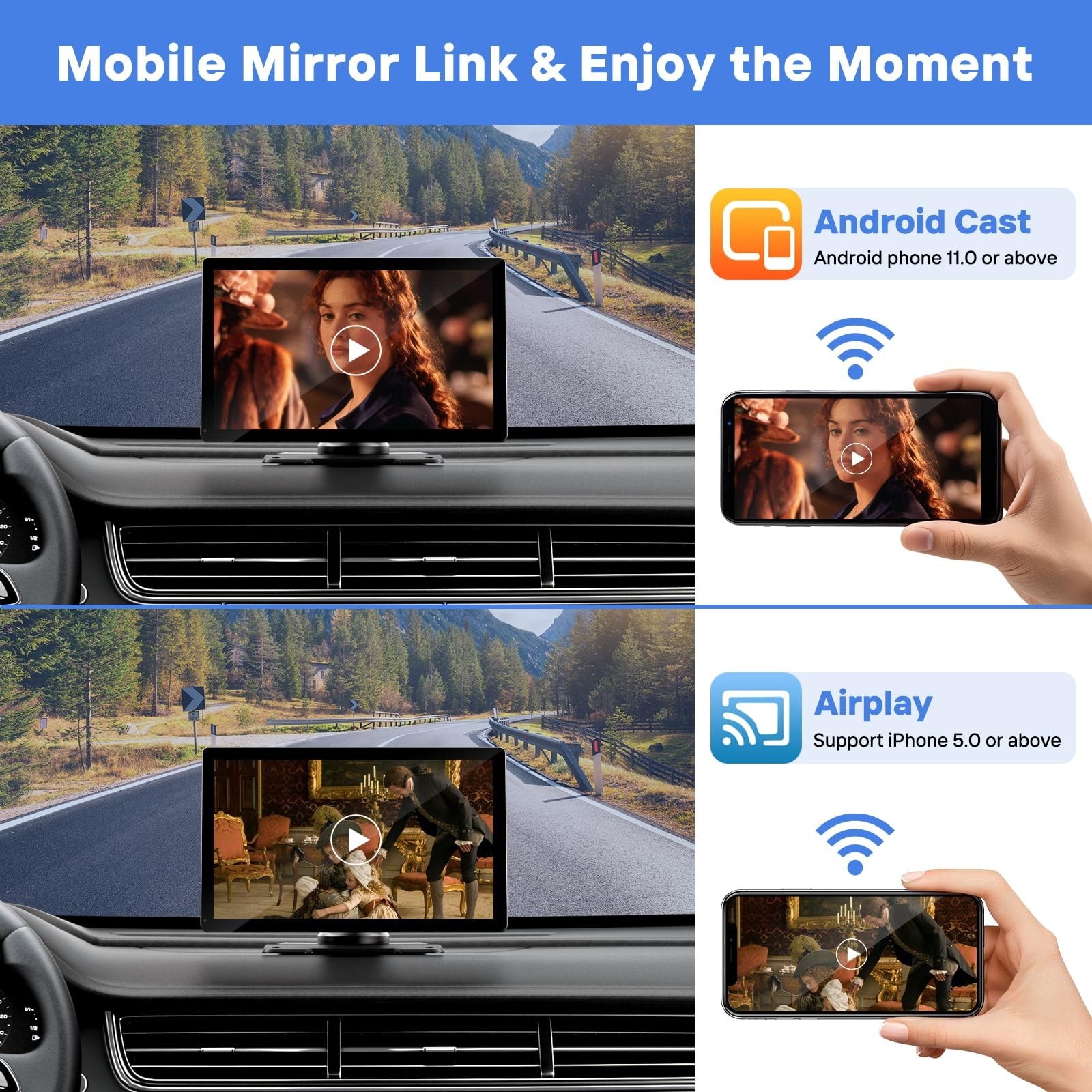 9″ Wireless CarPlay Touchscreen Display, Android Auto, GPS, Backup Camera, Bluet