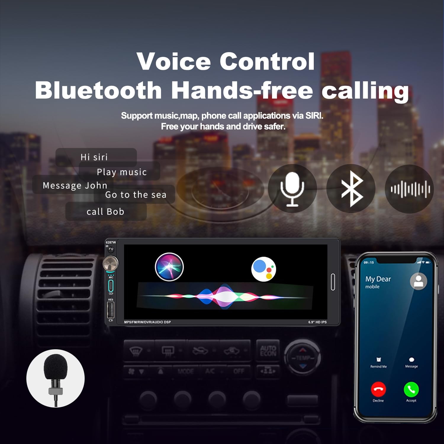 Alondy Single Din Car Touchscreen Radio (6.9-inch) Compatible with [Wireless]…