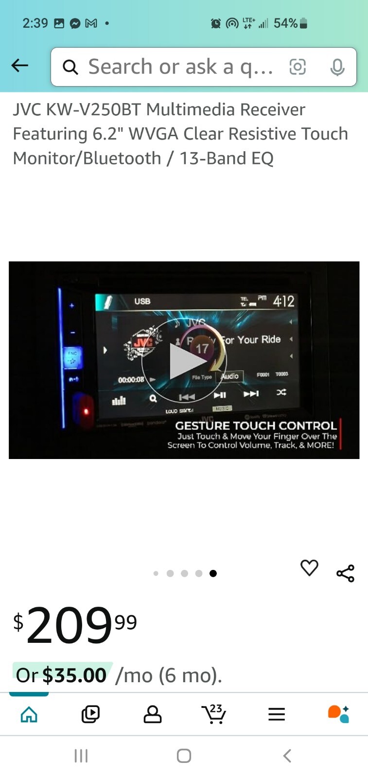JVC KW-V25BT 6.2″ Touchscreen Multimedia Receiver