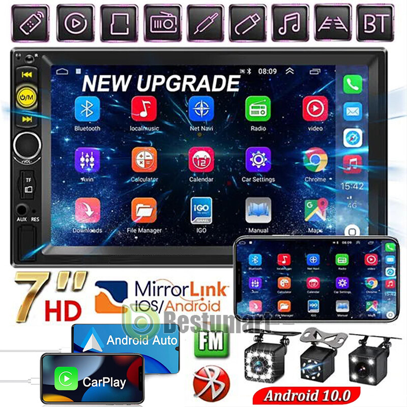 7 Inch Double 2 Din Car Stereo Radio Android 10 GPS Wifi Touch Screen MP5 Player