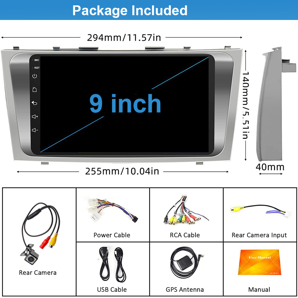 2+32G Android 12 Carplay Car Radio For Toyota Camry 2007-2011 GPS Player +Camera