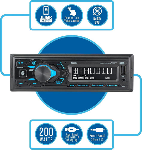 JENSEN MPR210 7 Character LCD Single DIN Car Stereo Radio | Push to Talk…