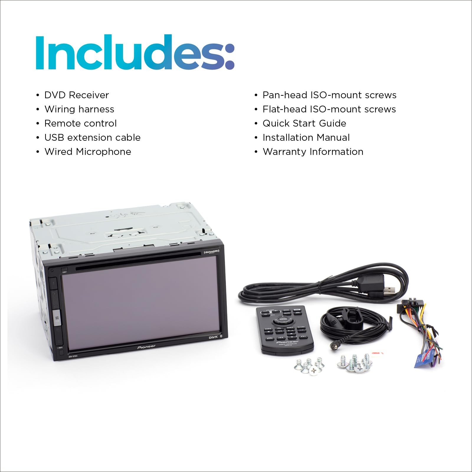 Pioneer AVH-521EX 6.8″ Resistive Touchscreen, Double Din – Bluetooth, Backup Cam