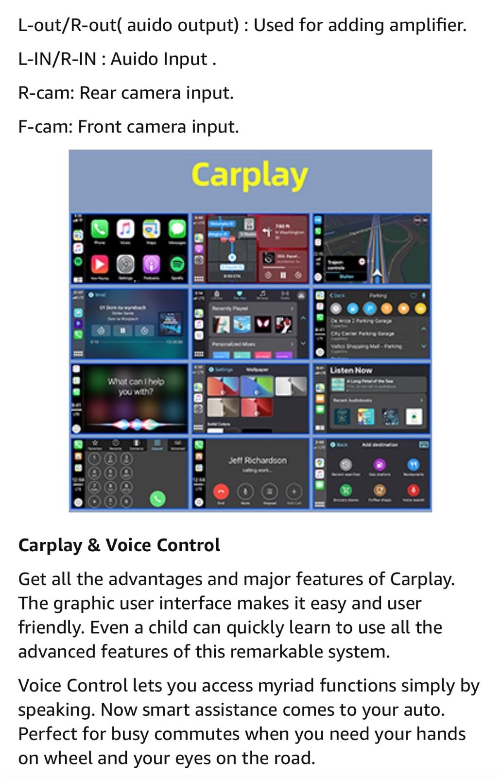 Double DIN CarPlay Multimedia Player, 7″ HD Capacitive Touchscreen, Car Stereo w