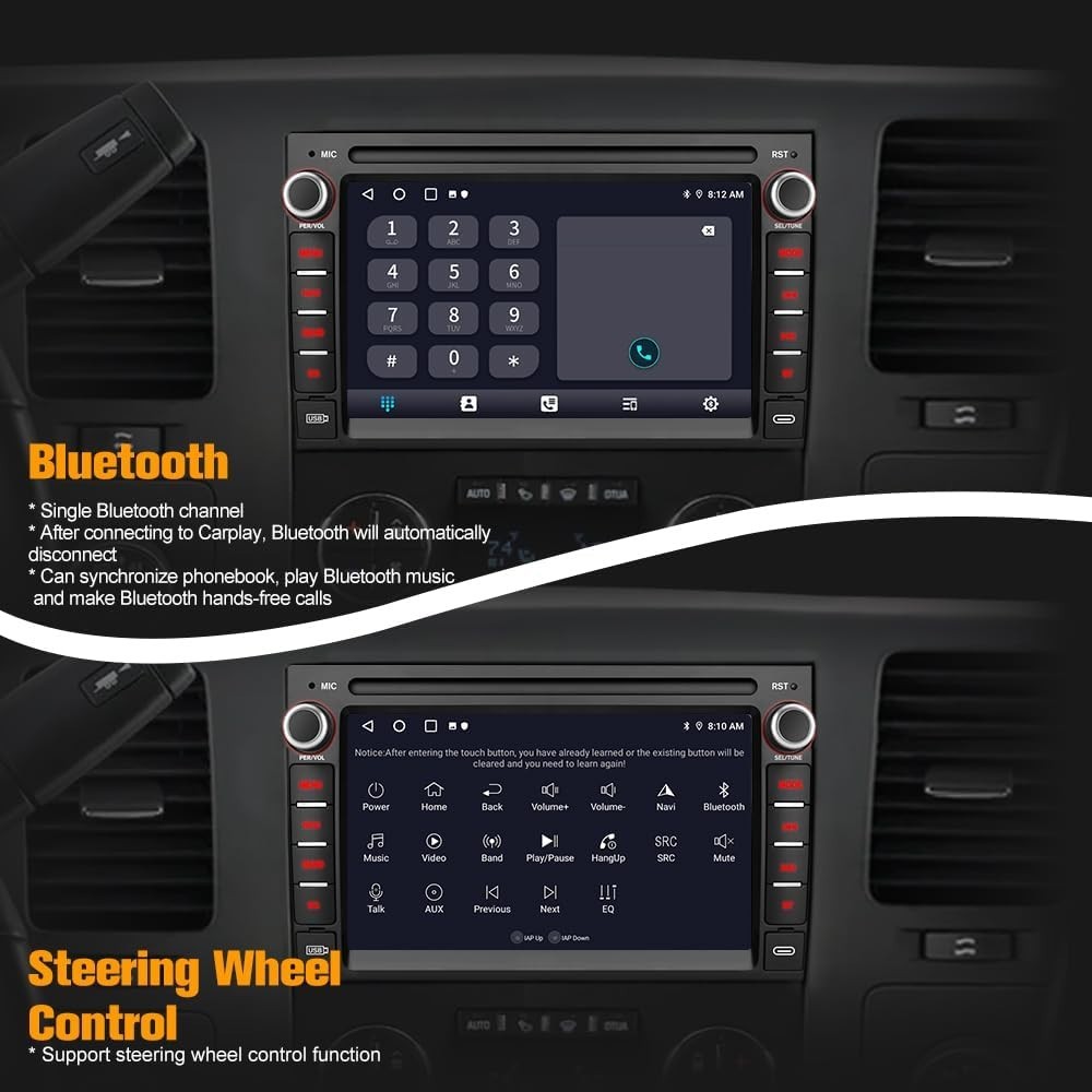 7″ 64G Android Auto Carplay for 2005-2014 Chevy Silverado GMC Sierra Yukon Buick