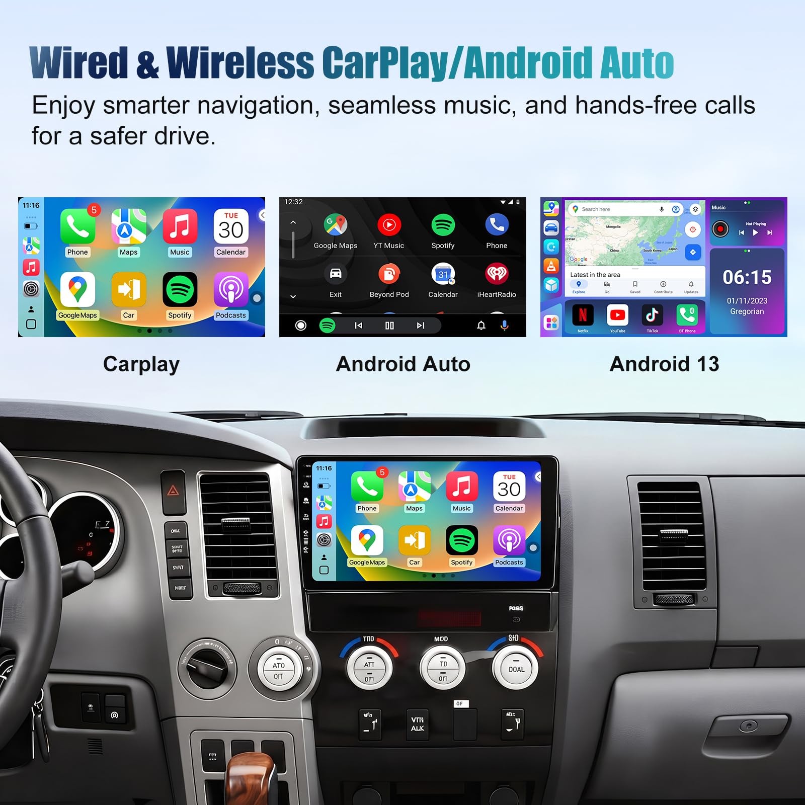 Car Radio Stereo for Toyota Tundra 2007-2013, Sequoia 2008-2018, Android 13