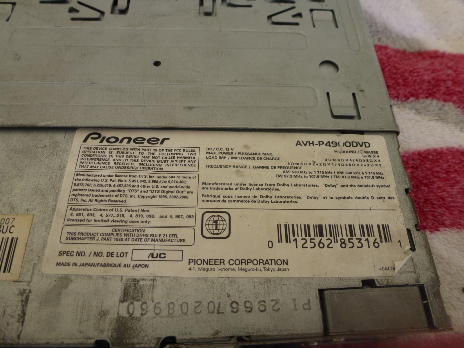 Pionee AVH-P4900DVD DVD Receiver receiver Parts/Repair Free Shipping USA!