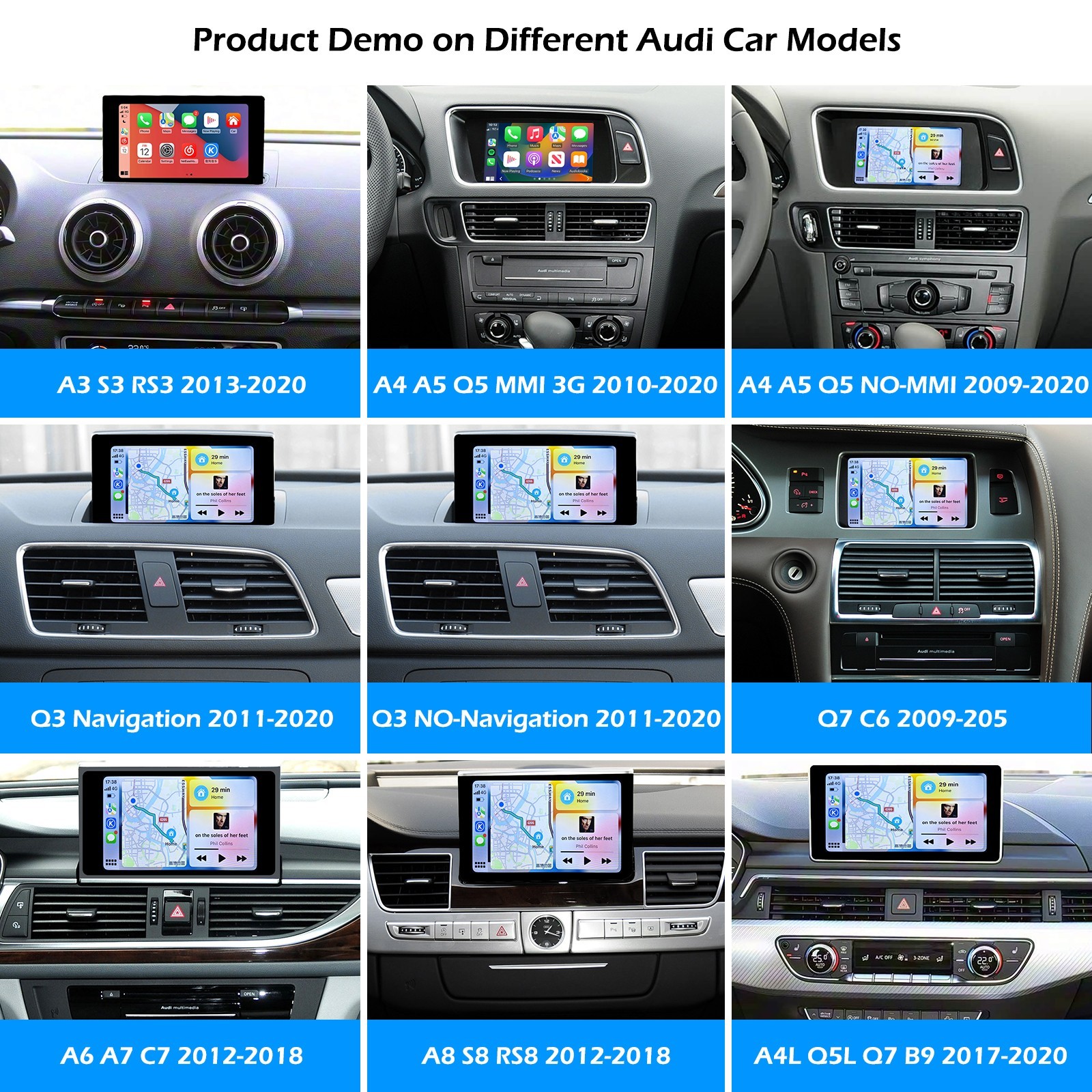 For Audi A3 A4 A5 A6 A7 A8 Q3 Q5 Q7 Wireless CarPlay Android Auto Upgrade Kit