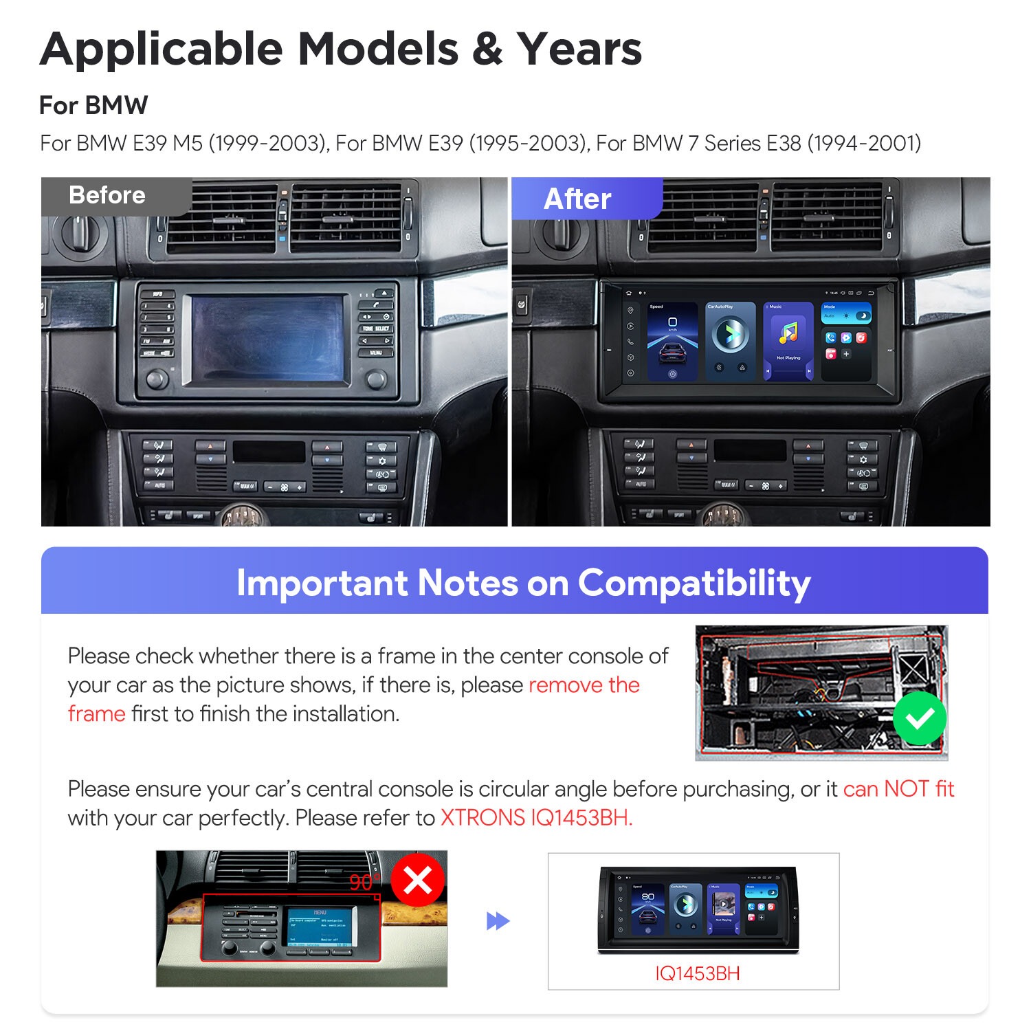 CAM+ For BMW E39 E38 QLED 10.25″ Android 12 8+128GB Car Play GPS Stereo Radio 4G