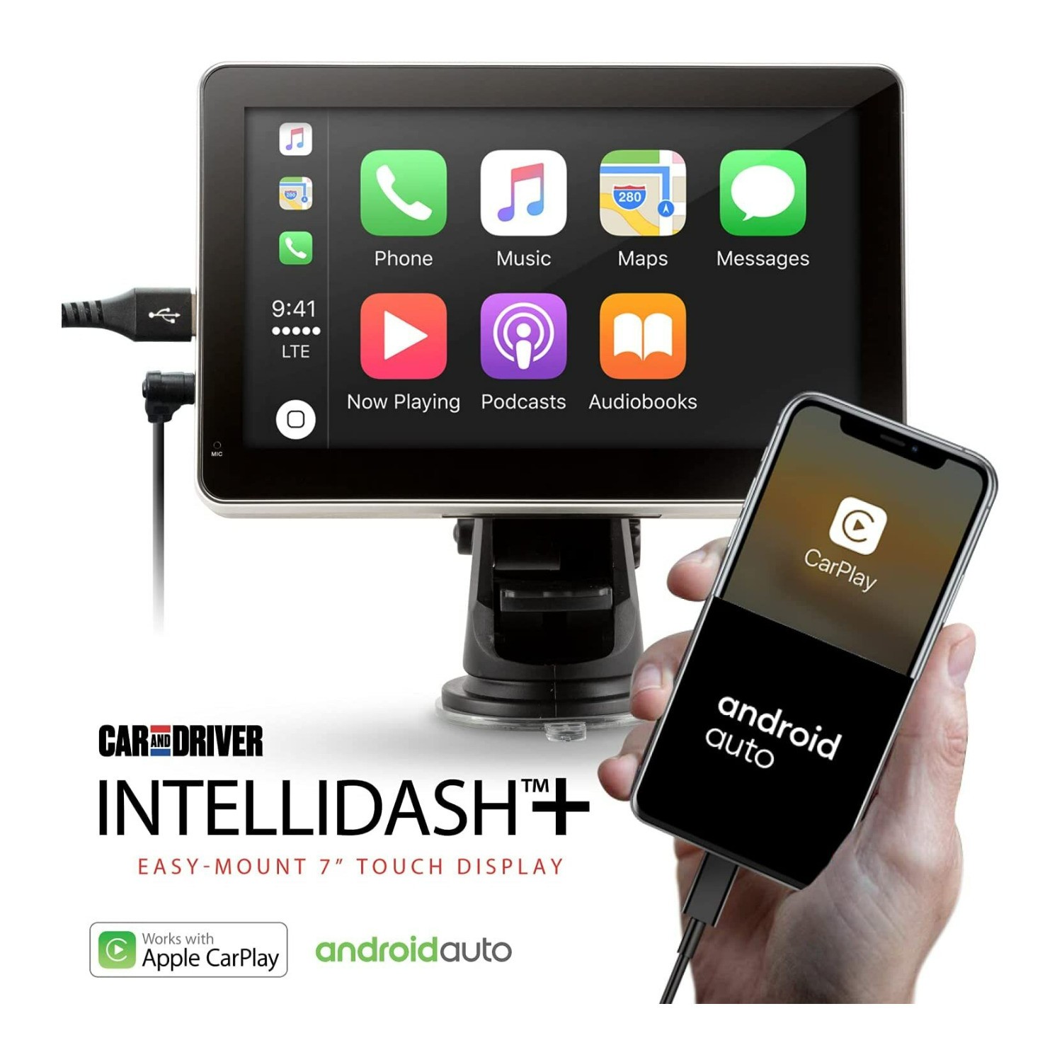 Car and Driver Intellidash 7 In IPS Touchscreen Bluetooth Multimedia Player