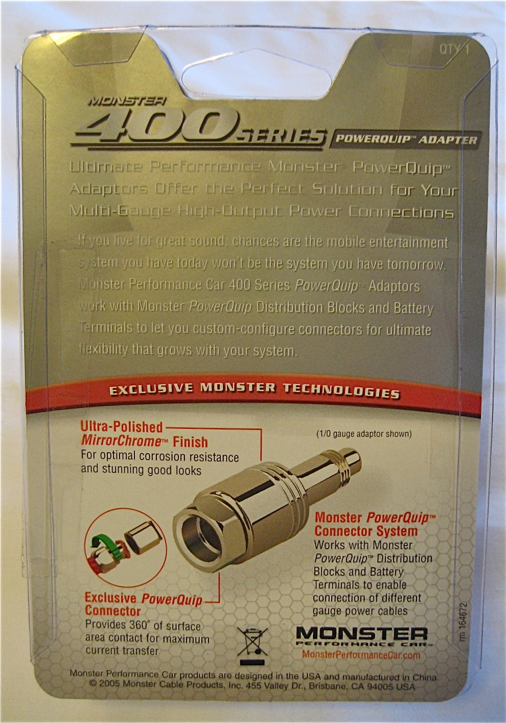 🆕 Monster Car 400 PowerQuip Power Cable Adapter MPC P400 PBS PA-1 SKU:121028 🆕