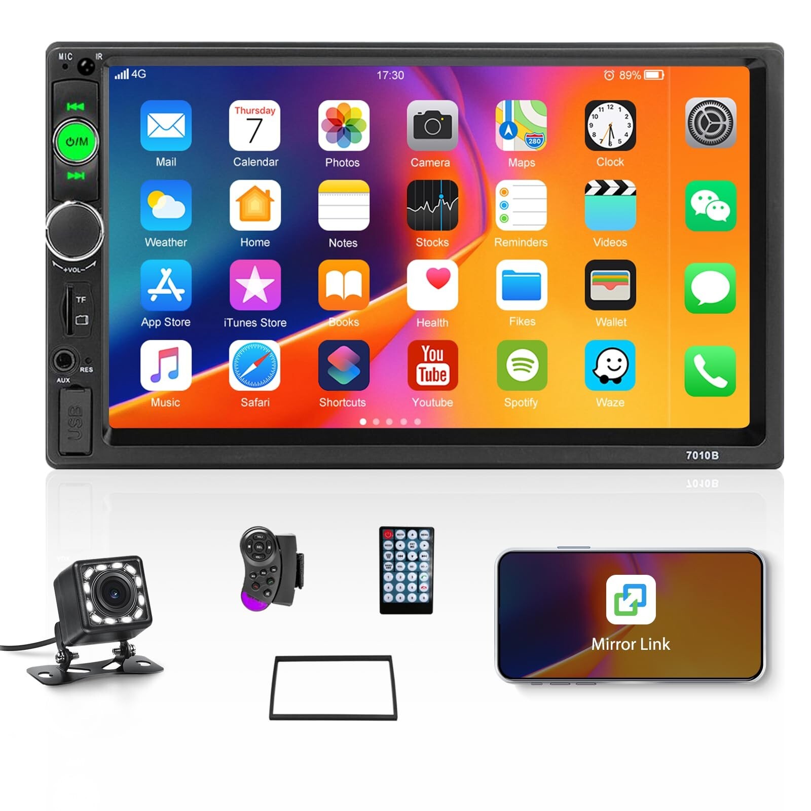 Double Din Car Stereo 7” Touch Screen Car Radio with Bluetooth Backup Came