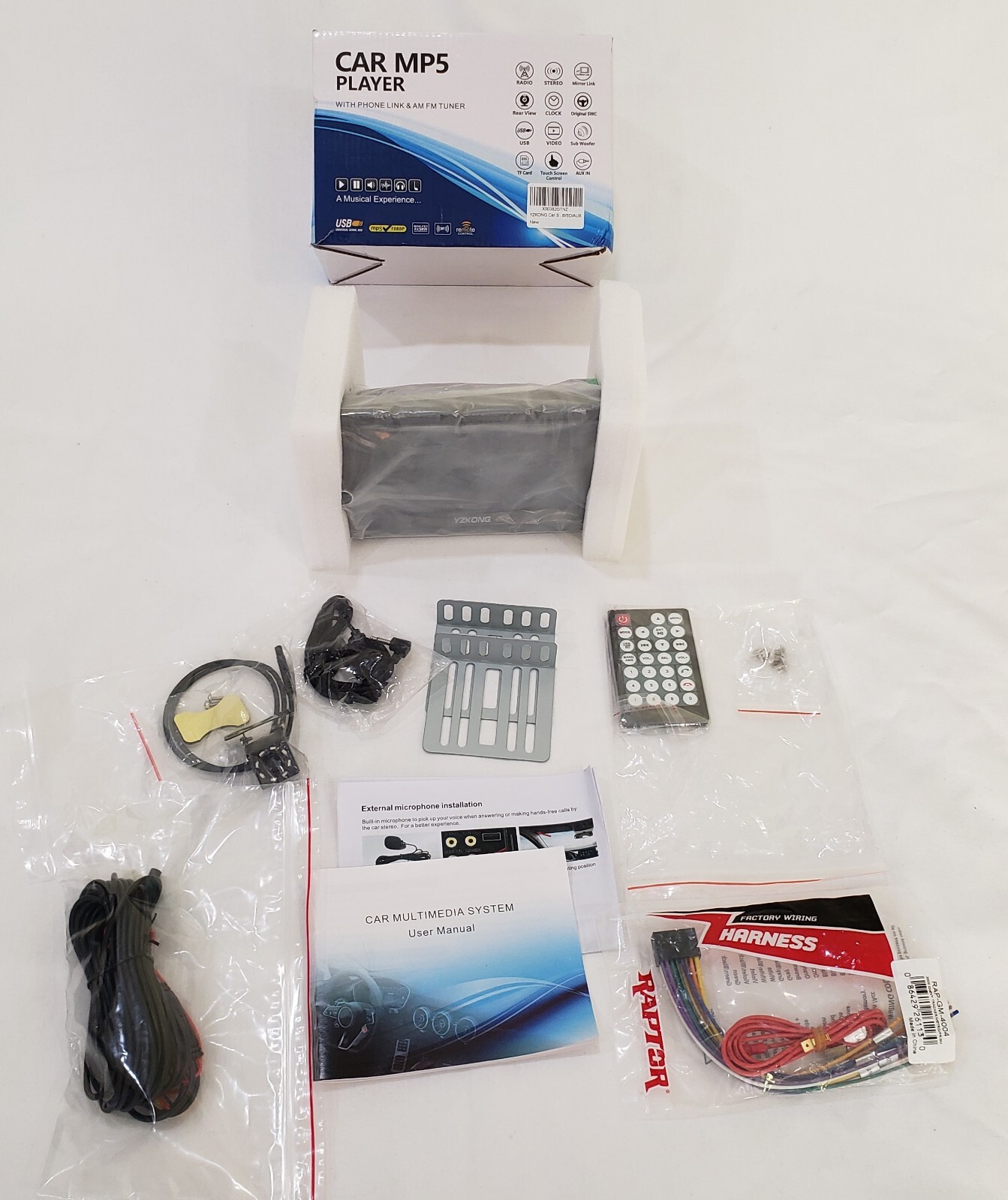 YZKONG Car MP5 PLAYER, Bluetooth, 1080P, Remote Controlled
