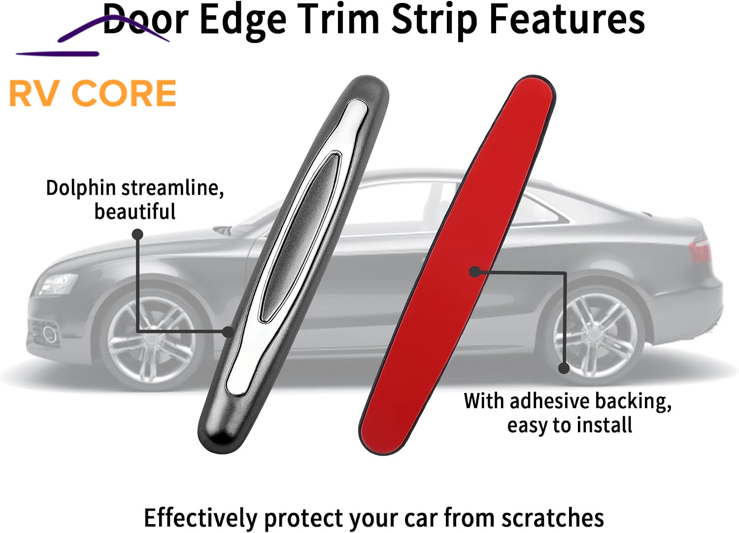 4PCS Car Door Edge Guards Anti Scratch Protector Trim Self Adhesive Gray
