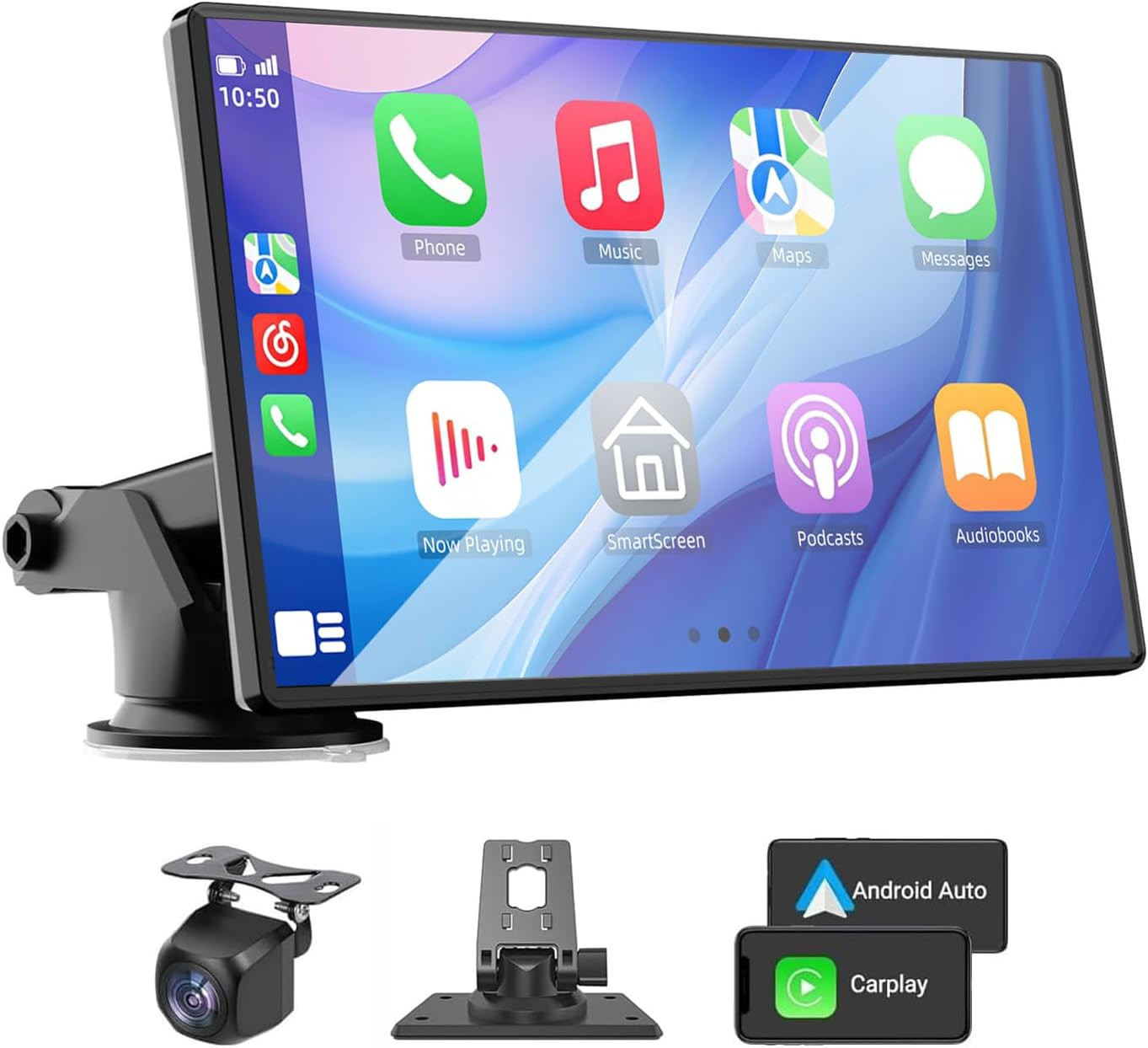 VUKARUAL Wireless Carplay and Android Auto Screen for Car, 7″ HD Portable Touch